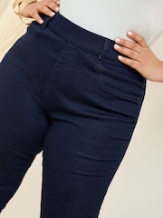 Friends Like These Dark Blue Curve Elasticated Waist Denim Jeggings - Image 3 of 4