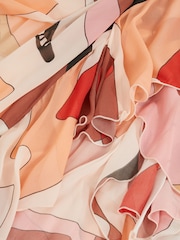 Reiss Cream/Red Sasha Petite Printed Ruffle Trim Maxi Dress - Image 5 of 6