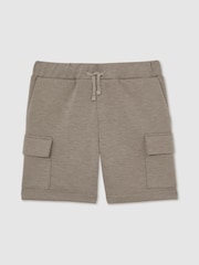 Reiss Taupe Brown Oliver 3-9 yrs Interlock-Jersey Cargo Shorts - Image 2 of 5