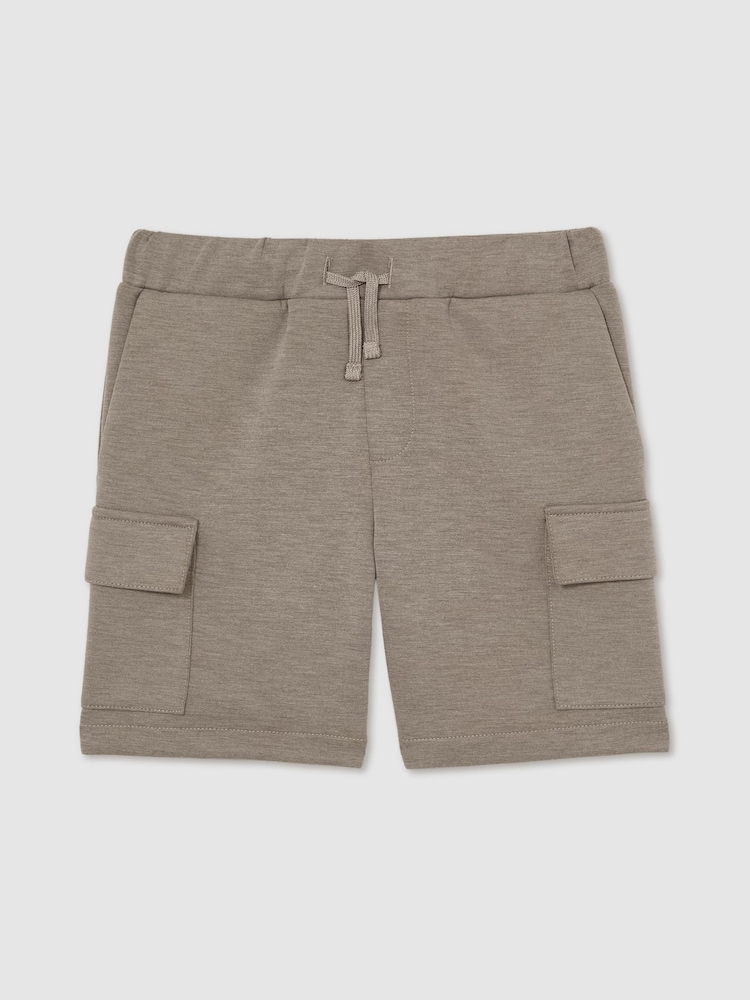 Reiss Taupe Brown Oliver 3-9 yrs Interlock-Jersey Cargo Shorts - Image 2 of 5
