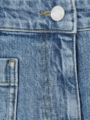 Reiss Mid Blue Kira Mid-Rise Patch Pocket Denim Shorts - Image 6 of 6