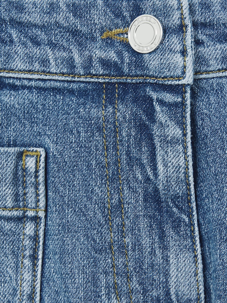 Reiss Mid Blue Kira Mid-Rise Patch Pocket Denim Shorts - Image 6 of 6