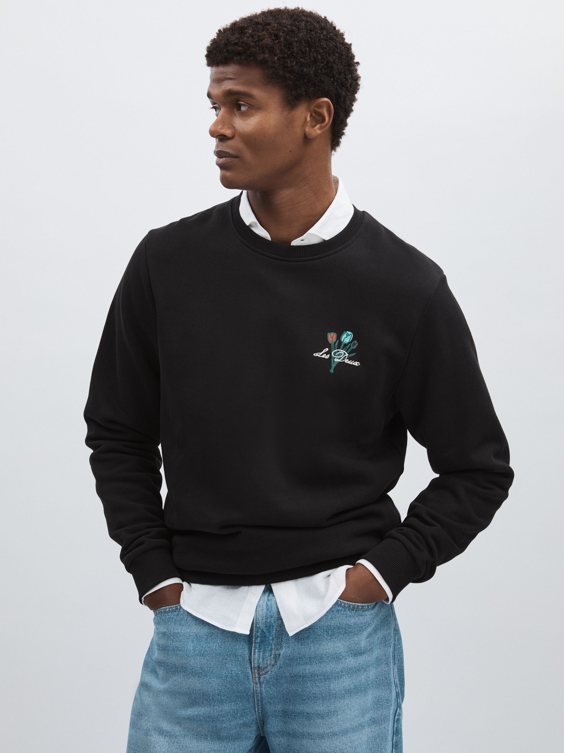 Les Deux Les Black Print Les Cotton Café Sweatshirt