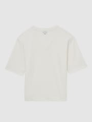 Reiss White Annabel Stretch-Cotton Oversized V-Neck T-Shirt - Image 2 of 6