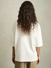 Reiss White Annabel Stretch-Cotton Oversized V-Neck T-Shirt - Image 5 of 6