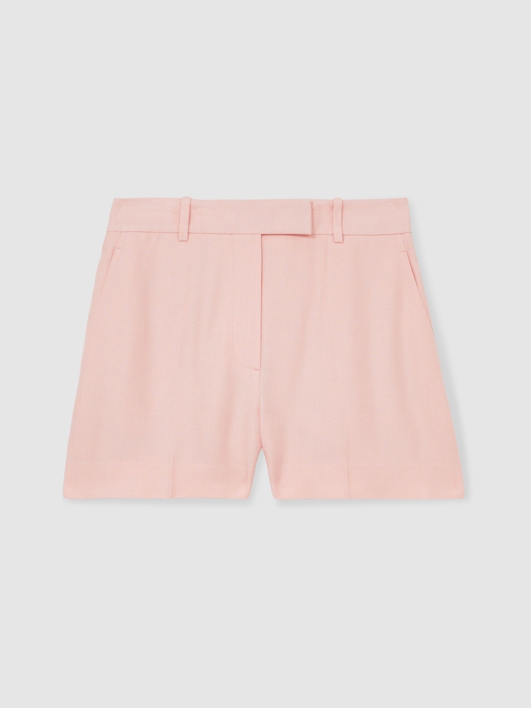 Reiss Pink Magda Mid-Rise Tailored Shorts - Image 2 of 7