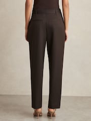 Reiss Chocolate Brown Molly Belted Zip-Leg Tapered Trousers - Image 4 of 6
