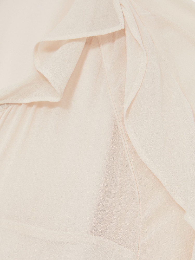 Reiss Pale Pink Zaria Ruffle Trim Tie Neck Top - Image 7 of 7