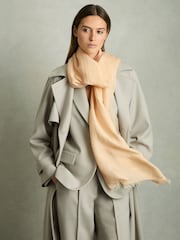 Reiss Neutral Viola Modal-Linen Scarf With Silk - Image 2 of 5