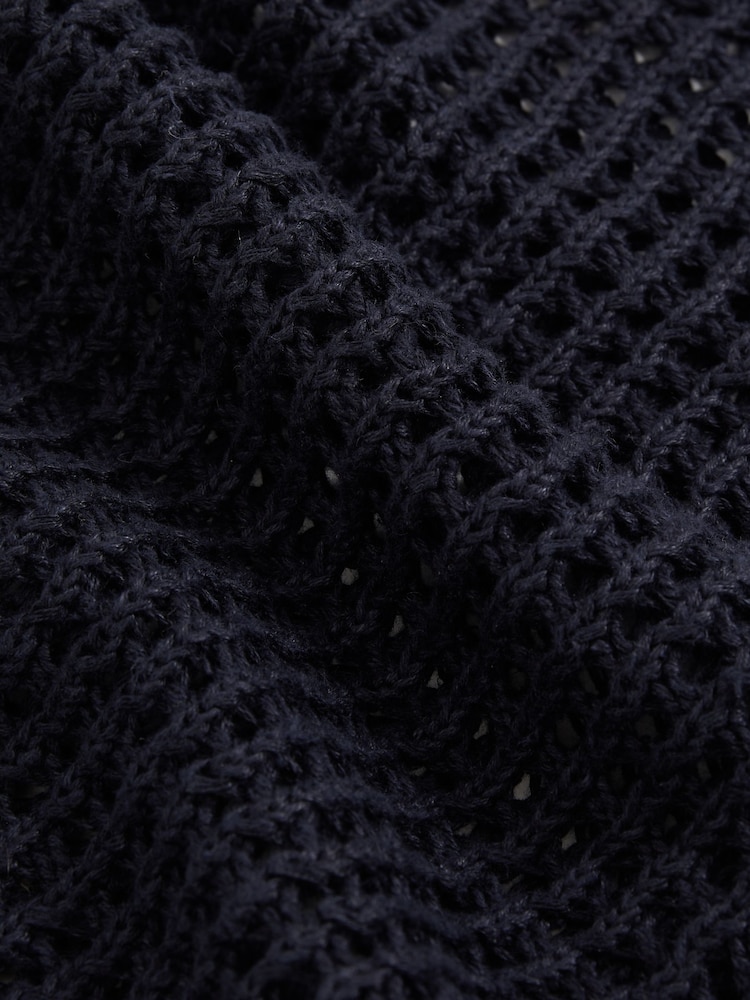 Reiss Navy Claudia Linen Open-Knit Vest - Image 6 of 6