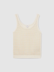 Reiss Ivory Claudia Linen Open-Knit Vest - Image 2 of 7