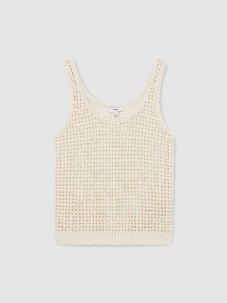 Reiss Ivory Claudia Linen Open-Knit Vest - Image 2 of 7