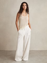Reiss Ivory Claudia Linen Open-Knit Vest - Image 3 of 7