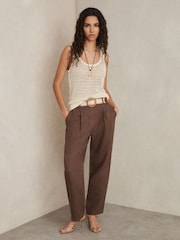 Reiss Ivory Claudia Linen Open-Knit Vest - Image 4 of 7