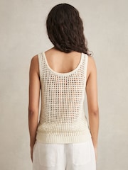 Reiss Ivory Claudia Linen Open-Knit Vest - Image 6 of 7