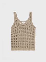Reiss Stone Claudia Linen Open-Knit Vest - Image 2 of 6