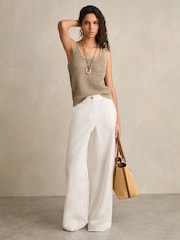 Reiss Stone Claudia Linen Open-Knit Vest - Image 3 of 6