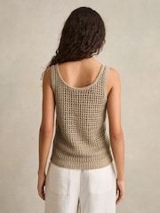 Reiss Stone Claudia Linen Open-Knit Vest - Image 4 of 6
