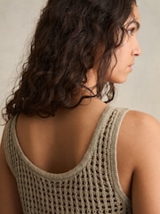 Reiss Stone Claudia Linen Open-Knit Vest - Image 5 of 6