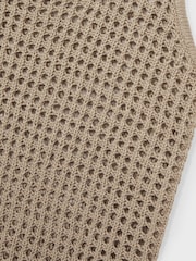 Reiss Stone Claudia Linen Open-Knit Vest - Image 6 of 6