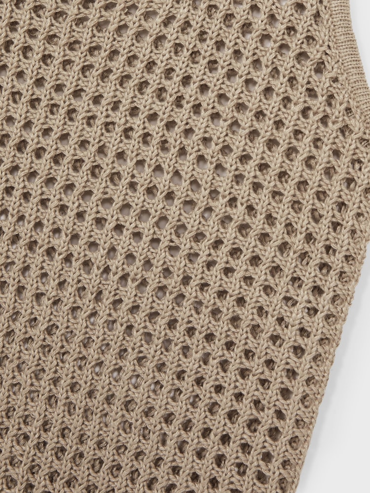 Reiss Stone Claudia Linen Open-Knit Vest - Image 6 of 6