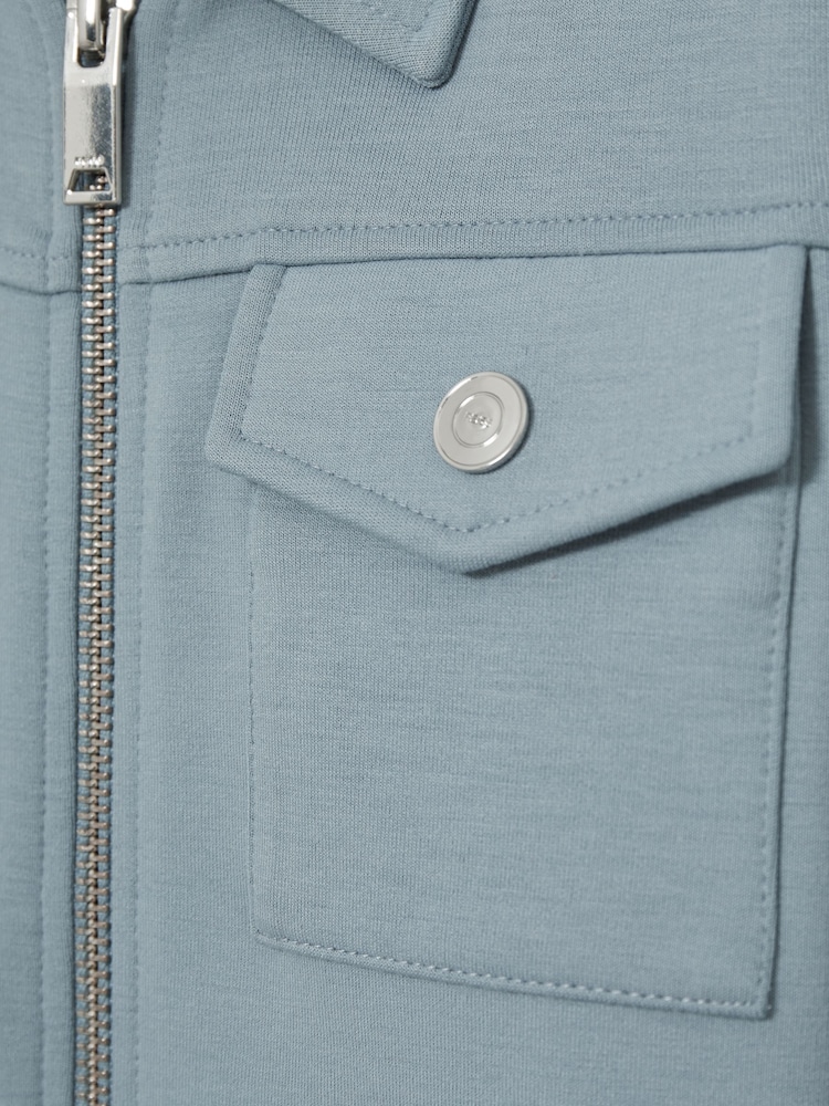 Reiss Soft Denim Blue Medina 3-9 yrs Interlock Zip-Through Overshirt - Image 4 of 4