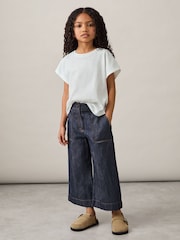 Reiss Indigo Ashby Cotton-Linen Wide Leg Trousers - Image 3 of 4