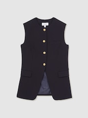 Reiss Navy Athena High-Neck Longline Waistcoat - Image 2 of 7