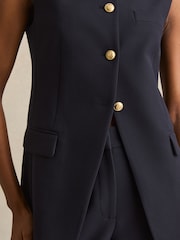 Reiss Navy Athena High-Neck Longline Waistcoat - Image 4 of 7