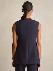 Reiss Navy Athena High-Neck Longline Waistcoat - Image 5 of 7