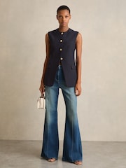 Reiss Navy Athena High-Neck Longline Waistcoat - Image 6 of 7