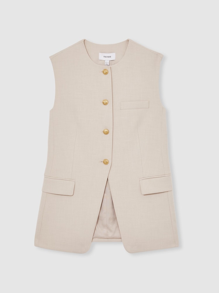 Neutro - Reiss Athena Alto-Neck Longline Waistcoat - Imagen 2 de 7