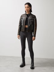 Czarny - Reiss Champion McLaren F1 Team Leather Biker Jacket - Image 4 of 9