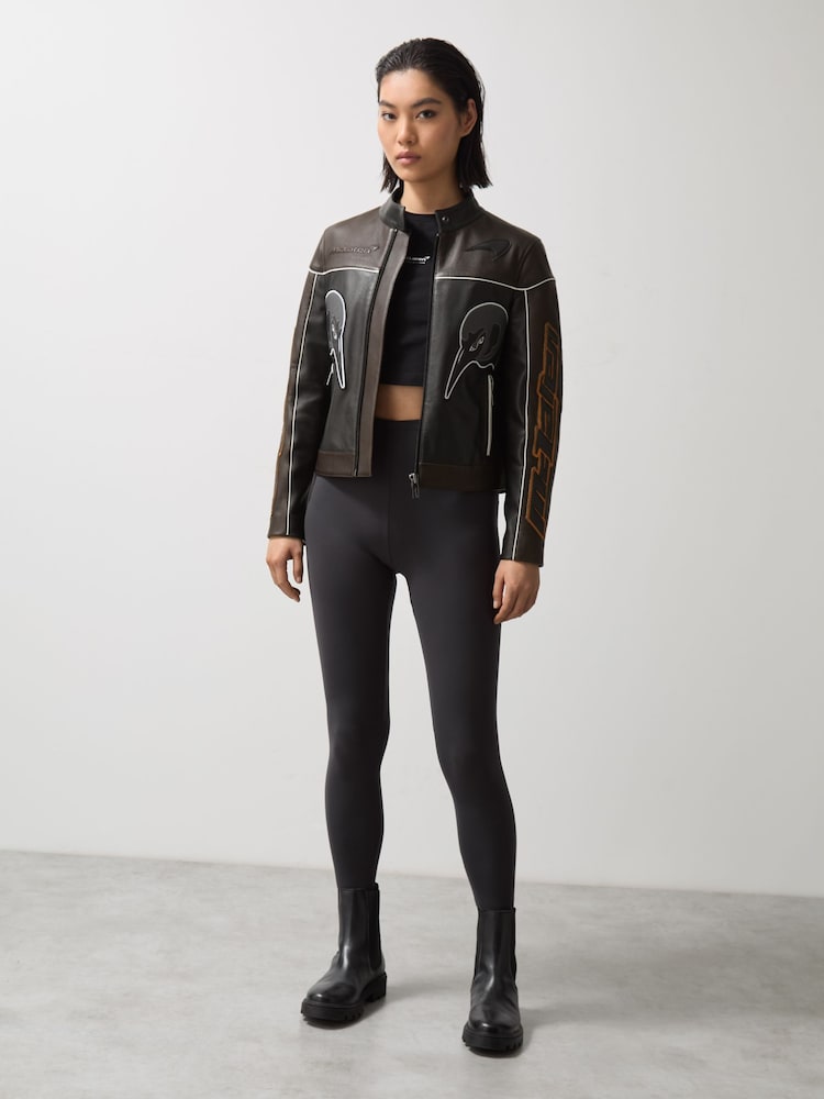 Czarny - Reiss Champion McLaren F1 Team Leather Biker Jacket - Image 4 of 9