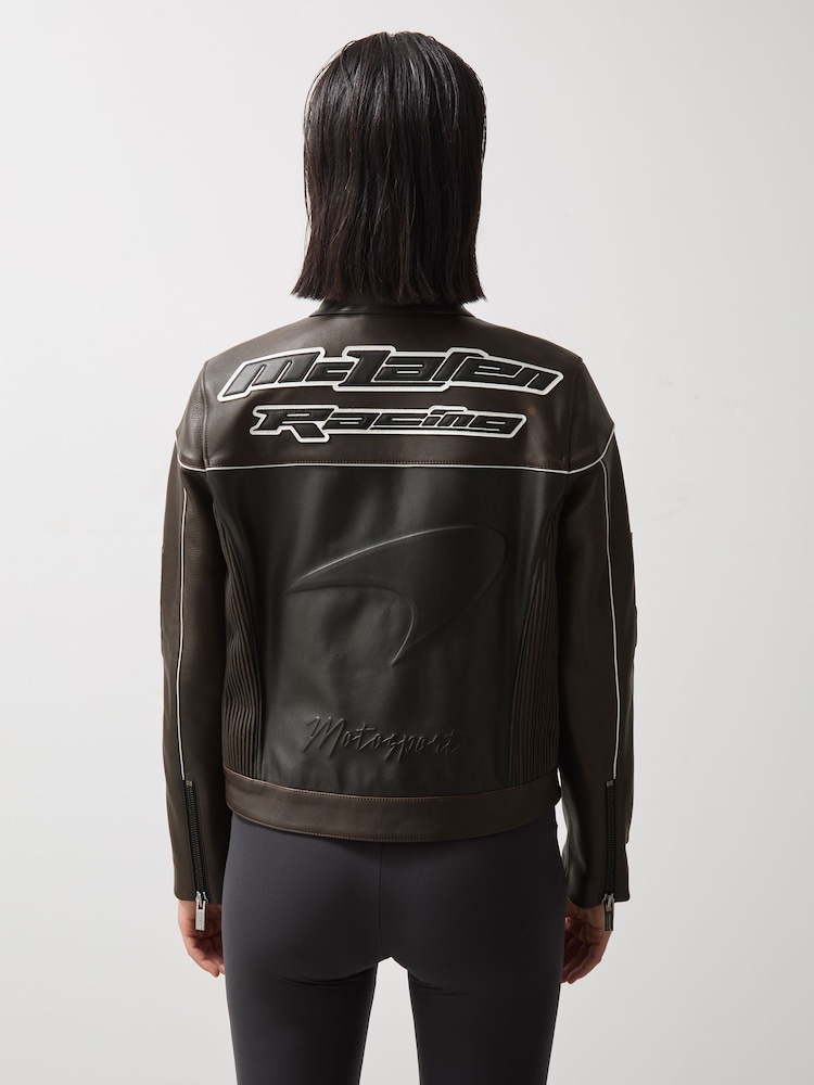 Czarny - Reiss Champion McLaren F1 Team Leather Biker Jacket - Image 5 of 9
