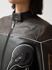 Czarny - Reiss Champion McLaren F1 Team Leather Biker Jacket - Image 6 of 9