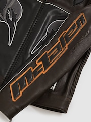 Czarny - Reiss Champion McLaren F1 Team Leather Biker Jacket - Image 7 of 9
