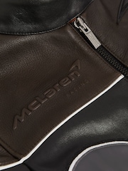 Czarny - Reiss Champion McLaren F1 Team Leather Biker Jacket - Image 9 of 9