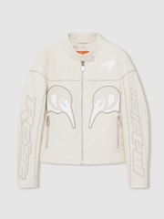 Off White - سترة بايكر جلد بتصميم فريق McLaren F1 تشكيلة Champion من Reiss - صورة 2 من 9
