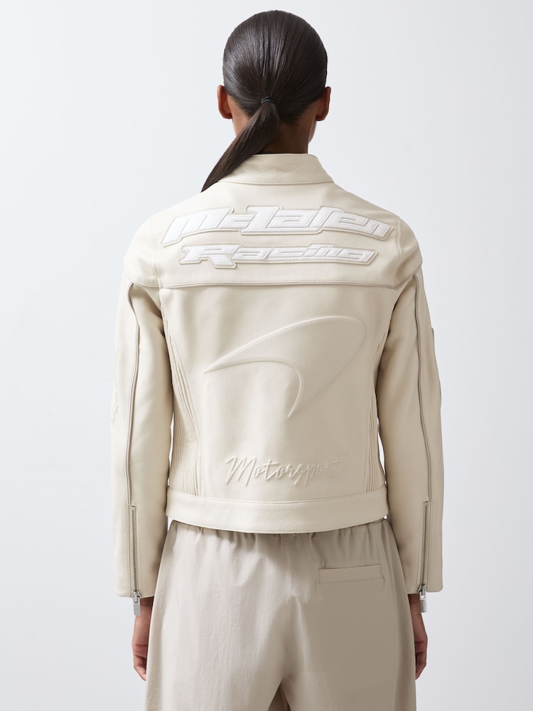 Off-White - Reiss Champion McLaren F1 Team Leather Biker Jacket - Image 5 of 9