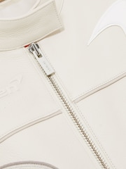 Off White - سترة بايكر جلد بتصميم فريق McLaren F1 تشكيلة Champion من Reiss - صورة 8 من 9