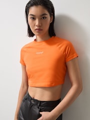 Reiss Papaya Orange Grace McLaren F1 Team Cropped Logo T-Shirt - Image 1 of 6