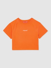 Reiss Papaya Orange Grace McLaren F1 Team Cropped Logo T-Shirt - Image 2 of 6