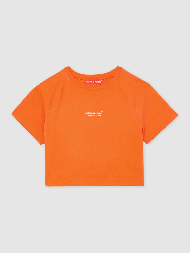 Reiss Papaya Orange Grace McLaren F1 Team Cropped Logo T-Shirt - Image 2 of 6