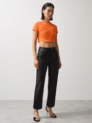 Reiss Papaya Orange Grace McLaren F1 Team Cropped Logo T-Shirt - Image 3 of 6