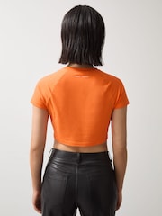 Reiss Papaya Orange Grace McLaren F1 Team Cropped Logo T-Shirt - Image 5 of 6