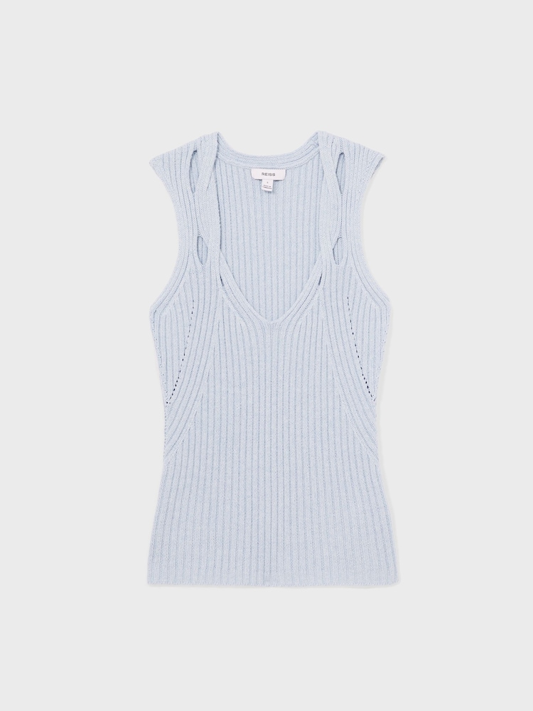 Reiss Blue Alethia Twist Strap Knit Vest - Image 2 of 5