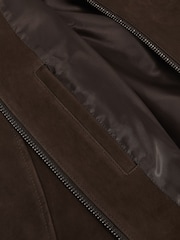 Reiss Chocolate Brown Rally McLaren F1 Team Suede Bomber Jacket - Image 8 of 9