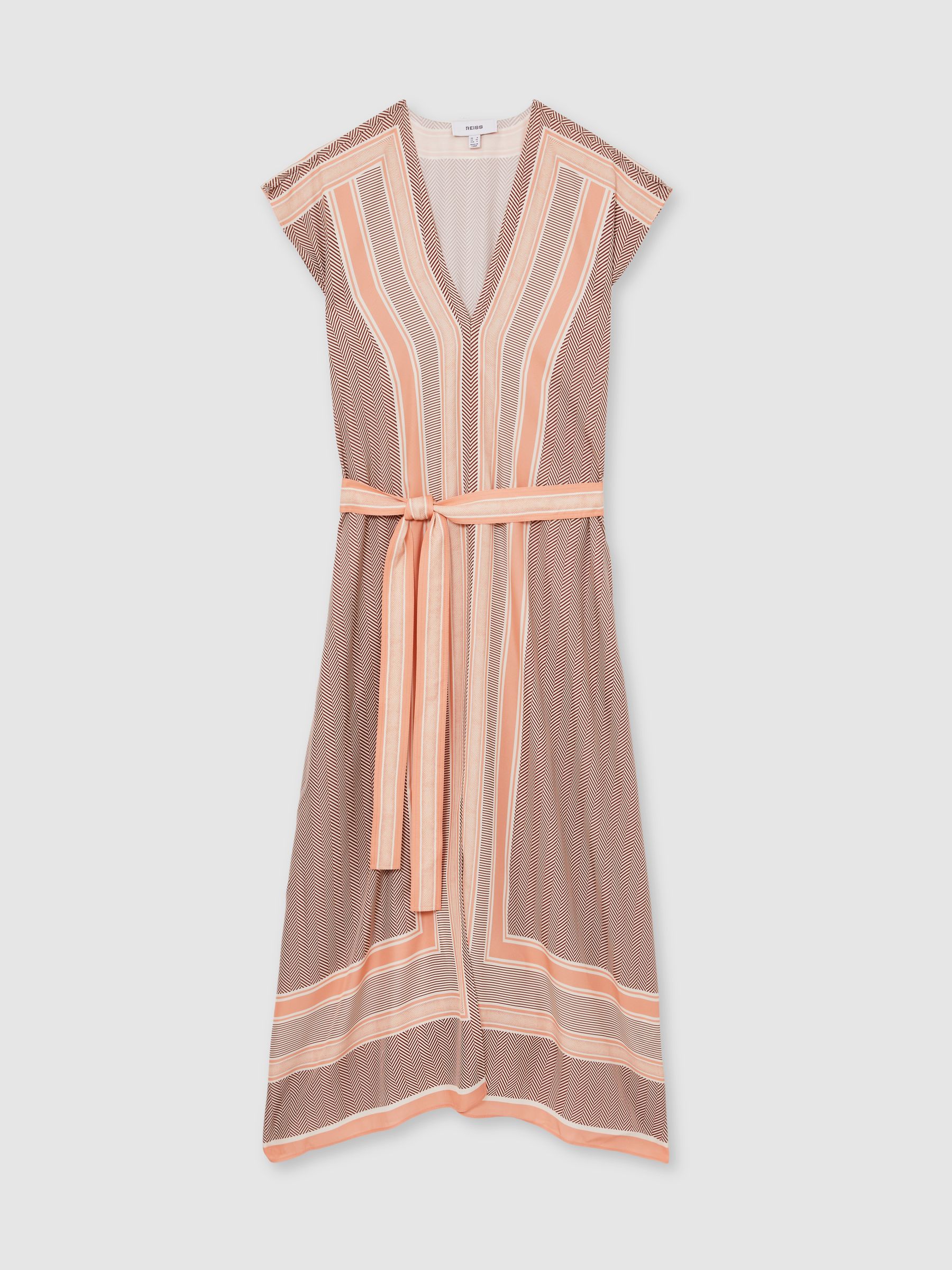 Buy Reiss Coral Gina Scarf Print Belted Midi Dress from Next