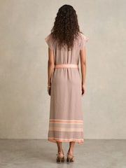 Reiss Coral Gina Scarf Print Belted Midi Dress - Image 5 of 6